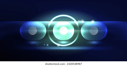 Resumen de la luz de neón brillante fondo de los círculos tecno