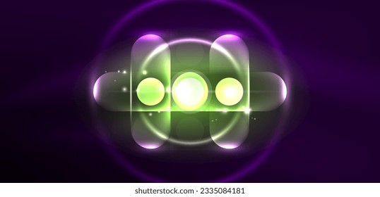 Abstract glowing neon light techno circles background