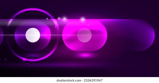 Resumen de la luz de neón brillante fondo de los círculos tecno