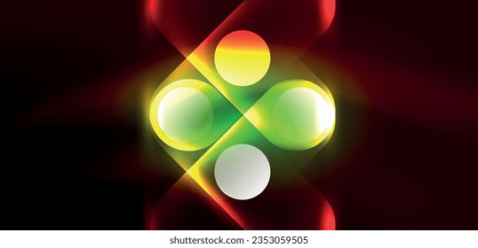 Abstract glowing neon light techno circles background