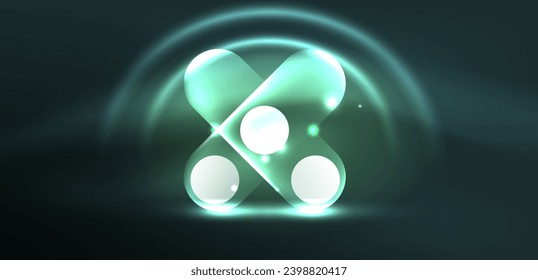 Abstract glowing neon light techno circles background