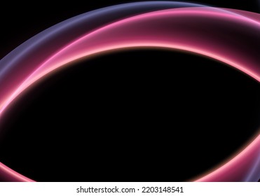 Resumen de formas curvadas luminosas de neón brillante sobre fondo negro. Ilustración del vector