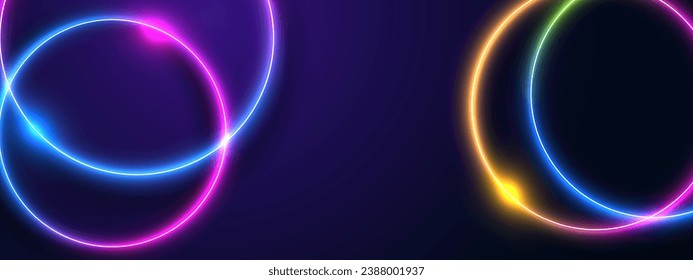 Abstract glowing neon lights background vector. 