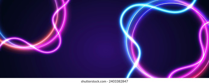 Resumen del fondo de las luces de neón brillantes. Ilustración de tecnología futurista.