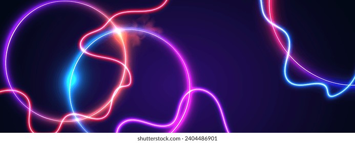 Abstract glowing neon lights background. Futuristic technology illustration.