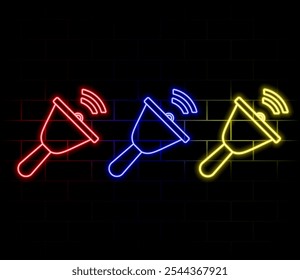 Abstract glowing neon line Notification bell icon isolated on black background..