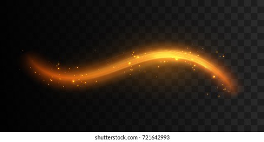 Abstract glowing neon wave isolated on black. Glittering luminous light stroke. Vector illustration. Shiny fire effect