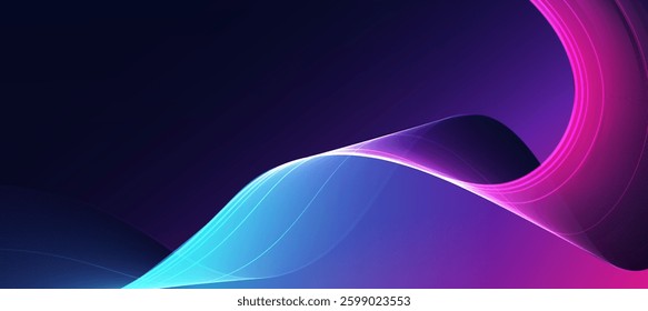 Abstract glowing neon wave lines technology,modern tech banner neon light background vector, landing page web design or coporate business EPS 10
