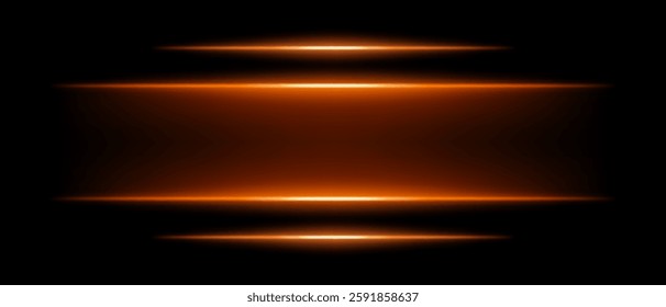 Abstract glowing orange light beams dark background. Four parallel neon streaks create a futuristic energy effect with smooth gradients radiant glow. Vibrant illumination modern digital aesthetic