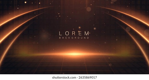 Fundo de malha laranja brilhante abstrato com arcos brilhantes. Para cenas de ficção científica, interfaces técnicas, cenas virtuais e visualização de dados.