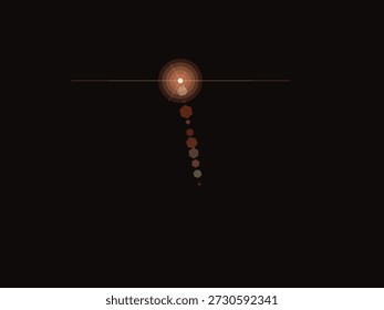 Abstract glowing orb with lens flare effect in dark space, futuristic sci-fi style with dramatic lighting and minimalist composition