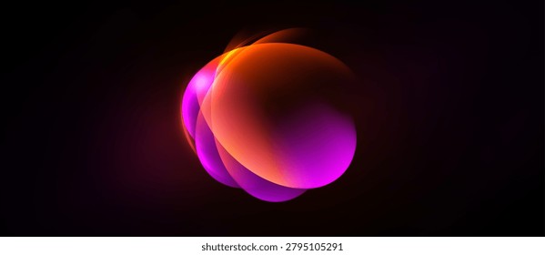 Abstract glowing orbs overlap, creating vibrant color blend. Dark background emphasizes luminosity, smooth gradients present.