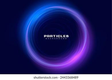 abstract glowing particle background a digital dots round funnel vector
