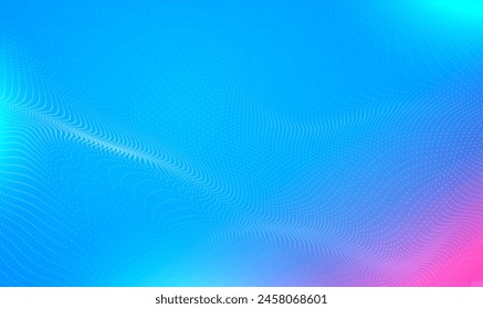 Abstrakter glühender Partikelpunkt Technologie Hintergrund. Digitale Welle mit vielen Punkten und Partikeln. In: Technologie or Science Banner. Visualisierung von Big Data. Plexus. Musik, Sound, Techno. Wissenschaft. Vektorgrafik.
