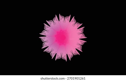 Forma de flor rosa brillante Abstractas con efecto de luz suave sobre fondo negro - Diseño de arte de Fractal de pétalo de neón futurista