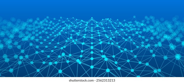 Abstract glowing plexus. Digital network. Connection of particles. Data. Technology background. 3d vector illustration