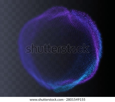 Abstract Glowing Purple Blue Particle Wave Sphere With Digital Dot Mesh