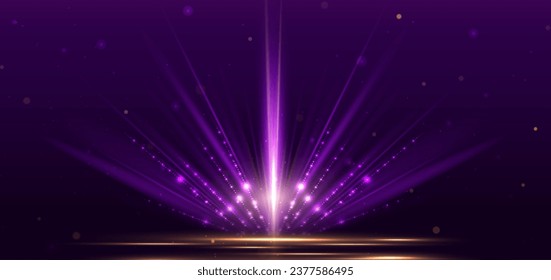 Resumen de líneas de iluminación vertical violeta sobre fondo morado oscuro con efecto de iluminación y brillo. Diseño de lujo. Ilustración del vector