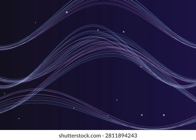 Abstract glowing purple wave patterns on dark purple cosmic background, neon waves