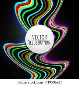 Abstract glowing rainbow lines. Vector.