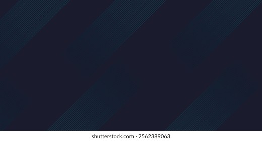 Abstract glowing rectangle lines on dark background. Geometric stripe line art design. Elegant shiny blue diagonal lines. Modern futuristic graphic. Vector illustration