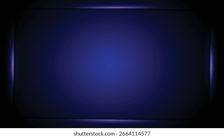 Quadro retangular brilhante abstrato com bordas iluminadas em um fundo gradiente. Ideal para projetos de tecnologia, néon, digital, festa, clube e design moderno.