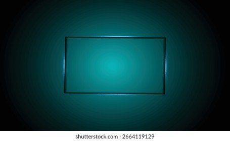 Abstract glowing rectangular frame with illuminated edges on a dark gradient backdrop. Perfect for tech, banners, parties, clubs, and modern digital design projects.