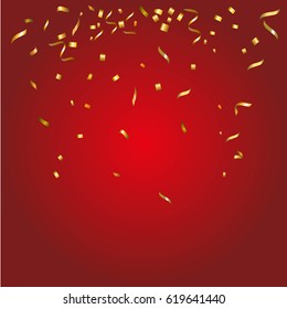 Abstract glowing red background with many falling tiny confetti pieces.Texture for party,celebration, carnival, birthday,Christmas,Happy new year and Chinese new year.Copy space your text design.