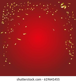 Abstract glowing red background with many falling tiny confetti pieces.Texture for party,celebration, carnival, birthday,Christmas,Happy new year and Chinese new year.Copy space your text design.