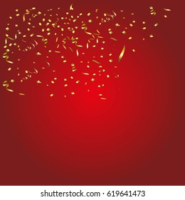 Abstract glowing red background with many falling tiny confetti pieces.Texture for party,celebration, carnival, birthday,Christmas,Happy new year and Chinese new year.Copy space your text design.