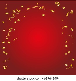 Abstract glowing red background with many falling tiny confetti pieces.Texture for party,celebration, carnival, birthday,Christmas,Happy new year and Chinese new year.Copy space your text design.