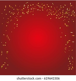 Abstract glowing red background with many falling tiny confetti pieces.Texture for party,celebration, carnival, birthday,Christmas,Happy new year and Chinese new year.Copy space your text design.