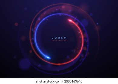 Abstract glowing red and blue circle light effect