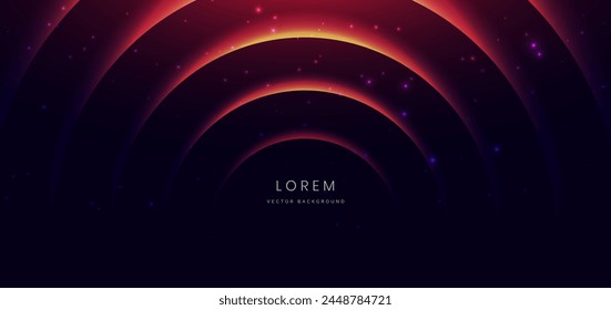 Abstract glowing red curved light ray with speed motion movingon dark blue background. Vector