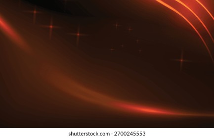 Abstract glowing red light background with smooth curves and star flares