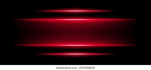 Abstract glowing red light beams dark background. Four parallel neon streaks create a futuristic energy effect with smooth gradients radiant glow. Vibrant illumination modern digital aesthetic
