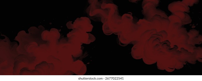 Abstrakter, leuchtender roter Rauch, der in schwarzer, schattiger Textur schwebt
