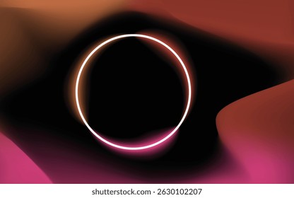 Abstract glowing ring on a dark gradient mesh background. Futuristic vector illustration with a neon-style circular shape