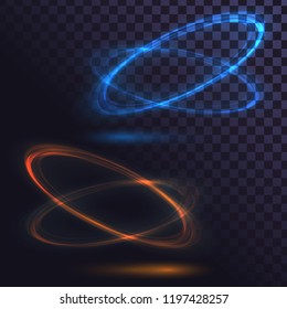 Abstract glowing ring on transparent background. Fast spin effect