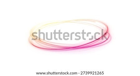 Abstract glowing rings with bright neon highlights twist elegantly. The light trails form rounded curves full of power and luxury. Perfect for modern technology themes.