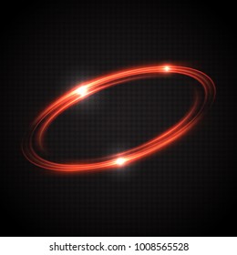 Abstract glowing rings. A bright trace from the blazing rays of swirling in a fast motion in a circle. Luminous design element. Transparent light effect. Vector illustration