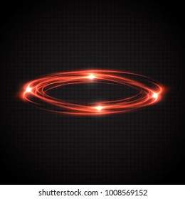 Abstract glowing rings. A bright trace from the blazing rays of swirling in a fast motion in a circle. Luminous design element. Transparent light effect. Vector illustration