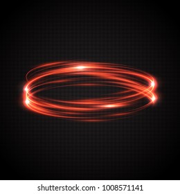 Abstract glowing rings. A bright trace from the blazing rays of swirling in a fast motion in a circle. Luminous design element. Transparent light effect. Vector illustration