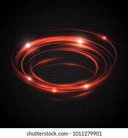 Abstract glowing rings. Colored neon circles. A bright trace from the blazing rays of swirling in a fast motion in a spiral. Luminous design element. Transparent light effect. Vector illustration