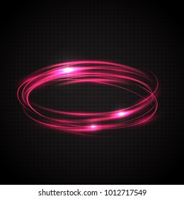 Anéis brilhantes abstratos. Círculos de néon coloridos. Um traço brilhante dos raios brilhantes de um movimento rápido em espiral. Efeito de velocidade do obturador lenta. Ilustração de vetor de luz transparente