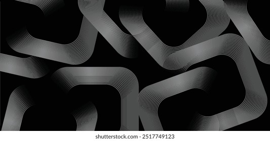Abstractas líneas redondeadas brillantes sobre fondo oscuro. Tecnología futurista