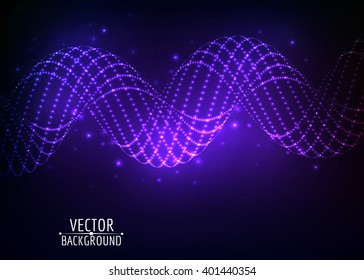 Abstract glowing spiral. Vector particles lights. Abstract dark background. 
