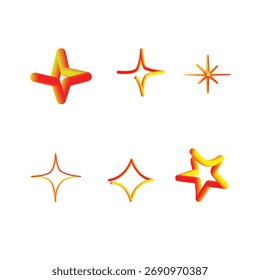 Abstract glowing star shapes in warm red and yellow tones on white background