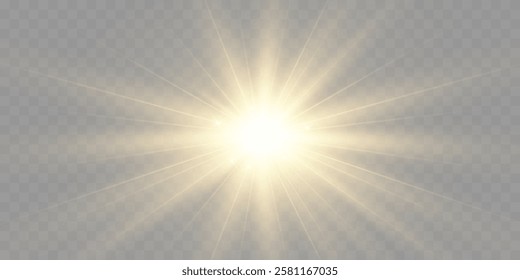 Abstract glowing starburst light with golden rays on dark purple background, creating a soft, radiant, and dynamic effect. Perfect for designs, backdrops, or visual themes.	
