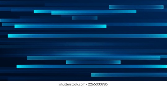 Abstract glowing straight lines on dark blue background. Stripe lines design. Modern shiny blue geometric rectangle pattern. Futuristic technology concept. Vector illustration